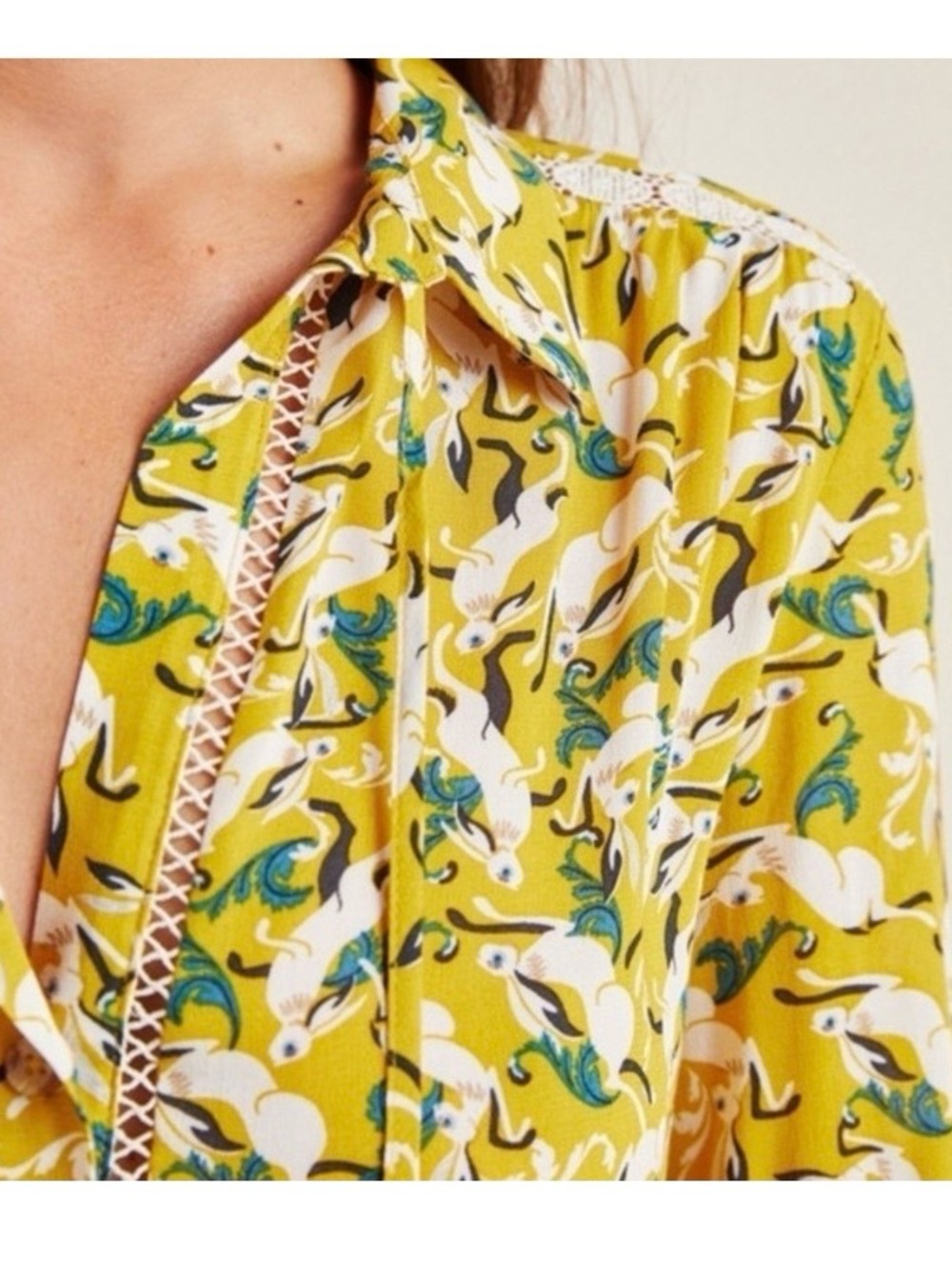 Maeve Yellow Floral-Print Button Down Shirt